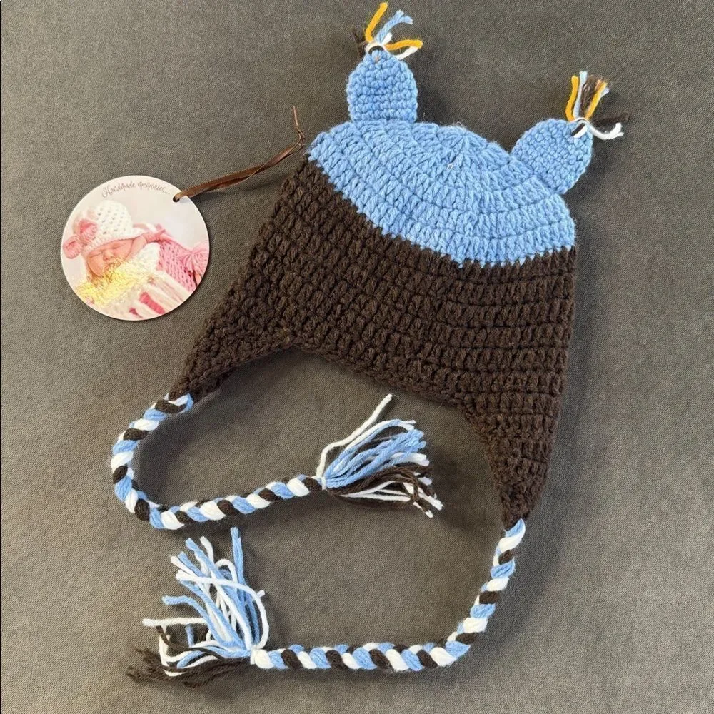 Daisy Baby Toddler Owl Beanie in Blue Photography 12-24 month NWT